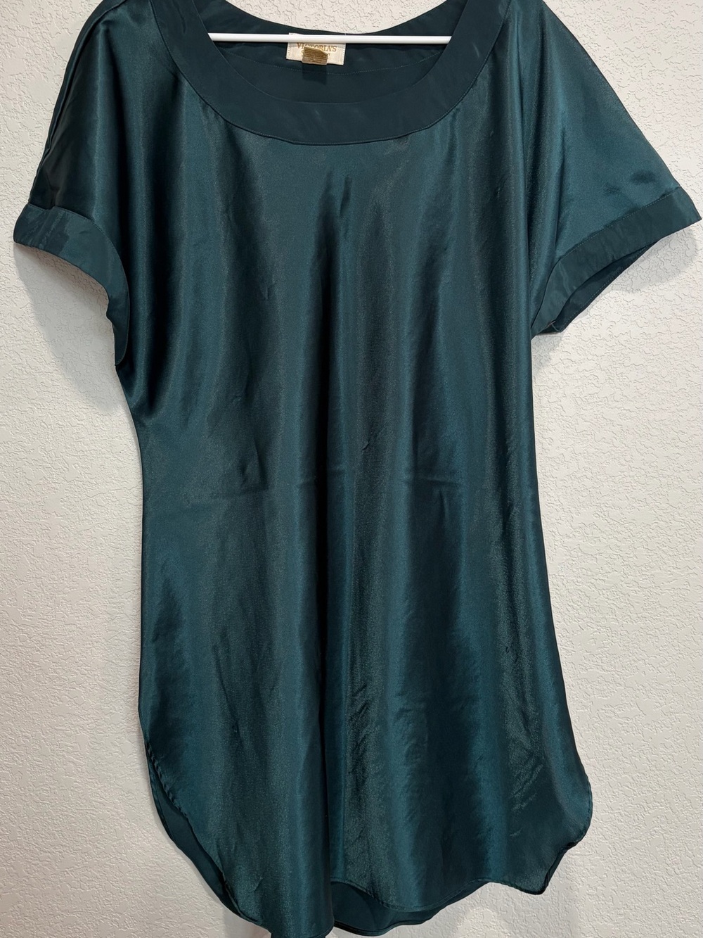 Victoria's Secret Teal Satin Short-Sleeve Tunic